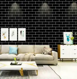 Wallsticker wallpaper dinding stiker dinding motif bata hitam