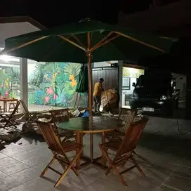 tenda waterproff,kursi cafe,payung jati,meja makan bulat,tenda