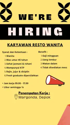 Lowongan Kerja Catering Depok (Wanita)