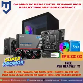 Gaming PC Berat Intel I5 12400F 16GB RAM RX 7900 GRE 16GB Compact.