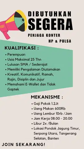 Loker konter pulsa dan hp