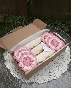 1Set Tatakan piring dan gelas rajut