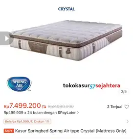 Kasur Springbed Spring Air type Crystal (Mattress Only) size 180x200