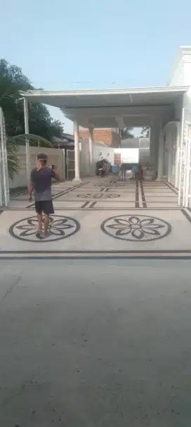 Lantai carport batu koral sikat