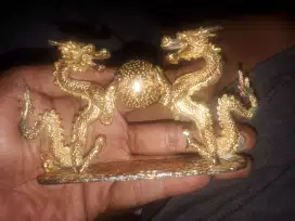 Patung naga kuningan gold plated