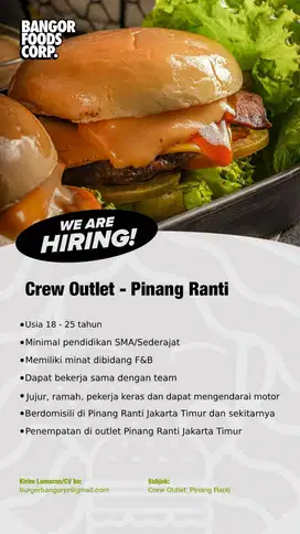 Crew Outlet - Burger Bangor Pinang Ranti