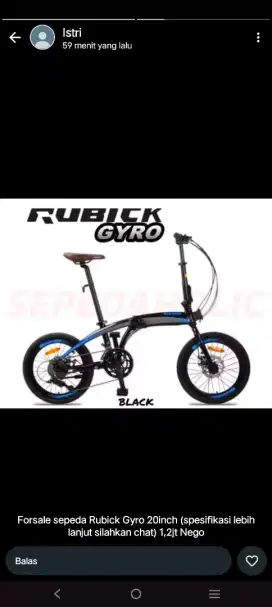 Jual Sepeda Lipat Gyro Rubick Warna Biru Hitam