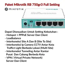 Paket Alat Mikrotik Router 750gr3 Full Setting