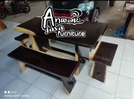 Meja bangku makan trambesi new