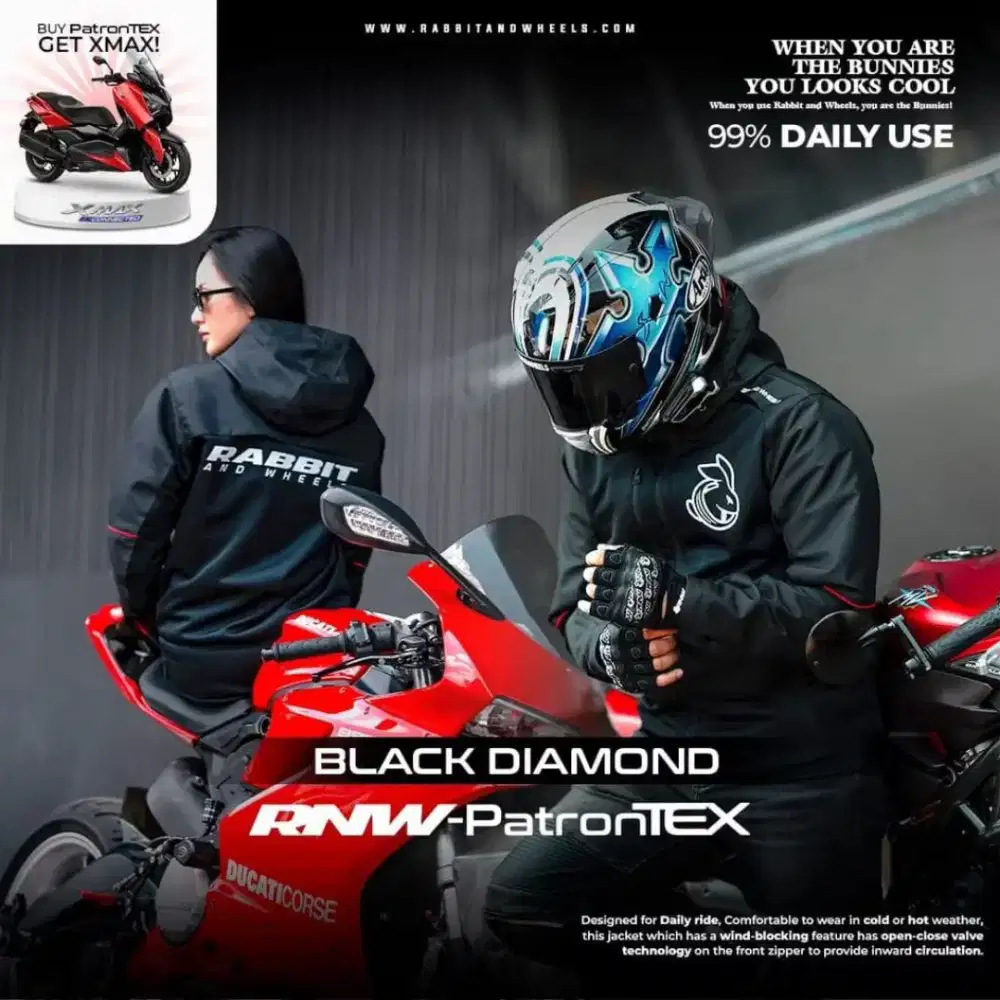 JAKET RABBIT AND WHEELS PATRONTEX BLACK DIAMOND ORIGINAL