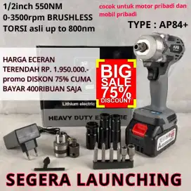 APR impact wrench type ap84+ 550nm baterai 88v standart fullset