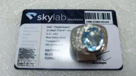 Cincin Perak Natural Swiss Blue Topaz 5.12 Ct Mewah Bermemo