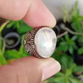 Cincin Batu Natural MoonStone / Moon Stone / Biduri Bulan Pelangi