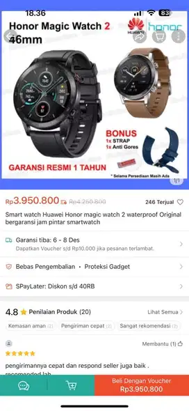 Jam honor magic watch 2