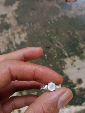 Natural white sapphire srilanka ring perak hand made microsetting