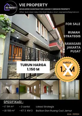 DIJUAL CEPAT RUMAH RAWASARI JAKARTA PUSAT