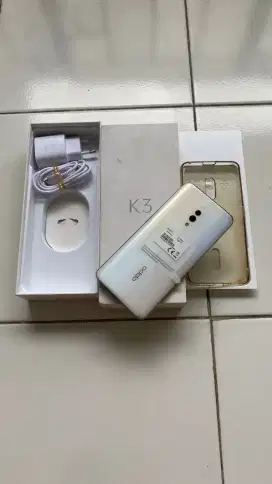 Oppo k3 ram 6/64 lengkap dus charger kamera pop up, minus fingger off