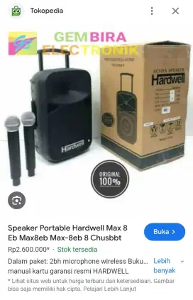 speaker aktif hardwell 8in max 8eb