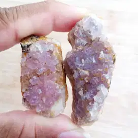 Paket 2 Batu Natural Amethyst Druzy Geode Crystal Quartz