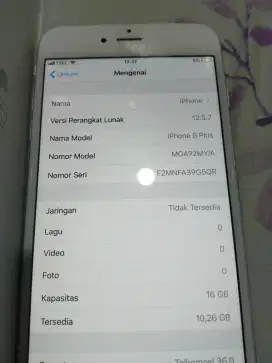 Iphone 6 plus 16gb silver second imei aman