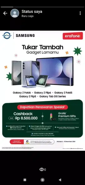 Samsung cashback 2JT bisa cicilan hingga 0%