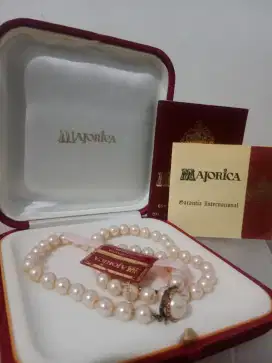 Kalung Mutiara Majorica Asli Elegan Berkelas, Ukuran 7mm Panjang 45cm