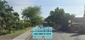 Tanah Pekarangan LD 205 mt, NGAWI Jln Raya Propinsi, Strategiss