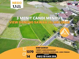 Jual Tanah 3 Menit Candi Mendut Dekat Borobudur View Gunung Sawah