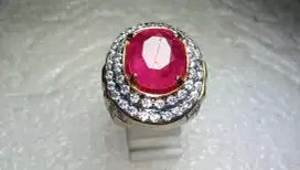 Cincin Perak Natural Red Ruby Dim.11x9x6 Mewah