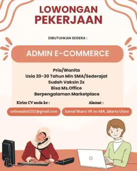 Dibutuhkan Admin Online E-commerce