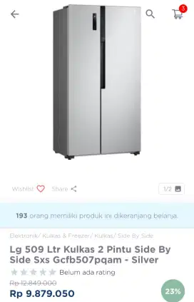 LG KULKAS SBS 509liter