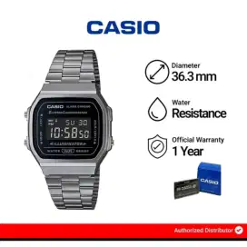 0JAM TANGAN CASIO A168WGG -1BDF Original Bergaransi