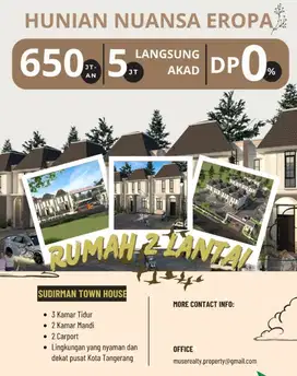 Cluster Sudirman Townhouse Rumah pinggir jalan tanpa Dp