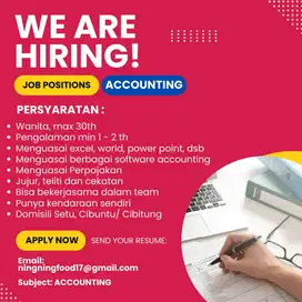 DI BUTUHKAN STAFF ACCOUNTING DAN MARKETING