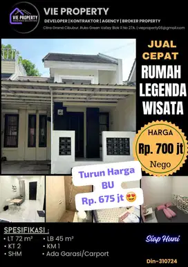 Jual Cepat Murah Rumah di Legenda Wisata Cibubur Siap Huni