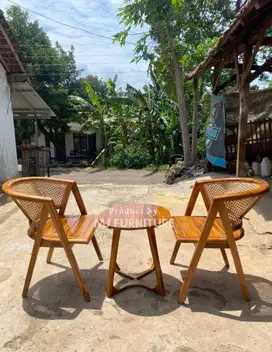 Kursi Lenong Rattan + Meja Free ongkir