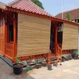 Tiray bambu kerey natural ukuran 2mx2m plus tali penggulung