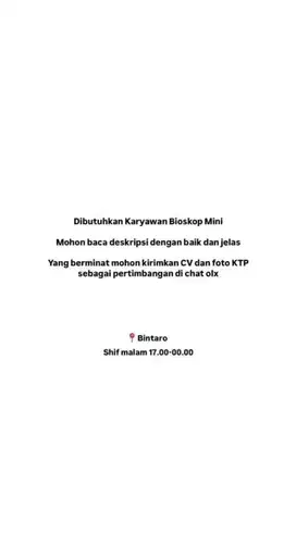 Karyawan shift malam bioskop mini