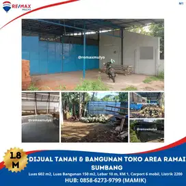 DIJUAL TANAH & BANGUNAN TOKO AREA RAMAI