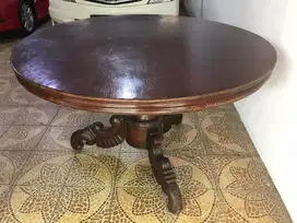 MejaBulatAntikKuno Utuh 1 Papan Kayu Jati Tua diameter 126cm ( langka)