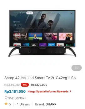 SHARP LED GOOGLE TV 42 INCI + SOUNBAR