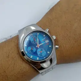 Jual jam tangan vintage citizen OXY chronograph blue dial rare