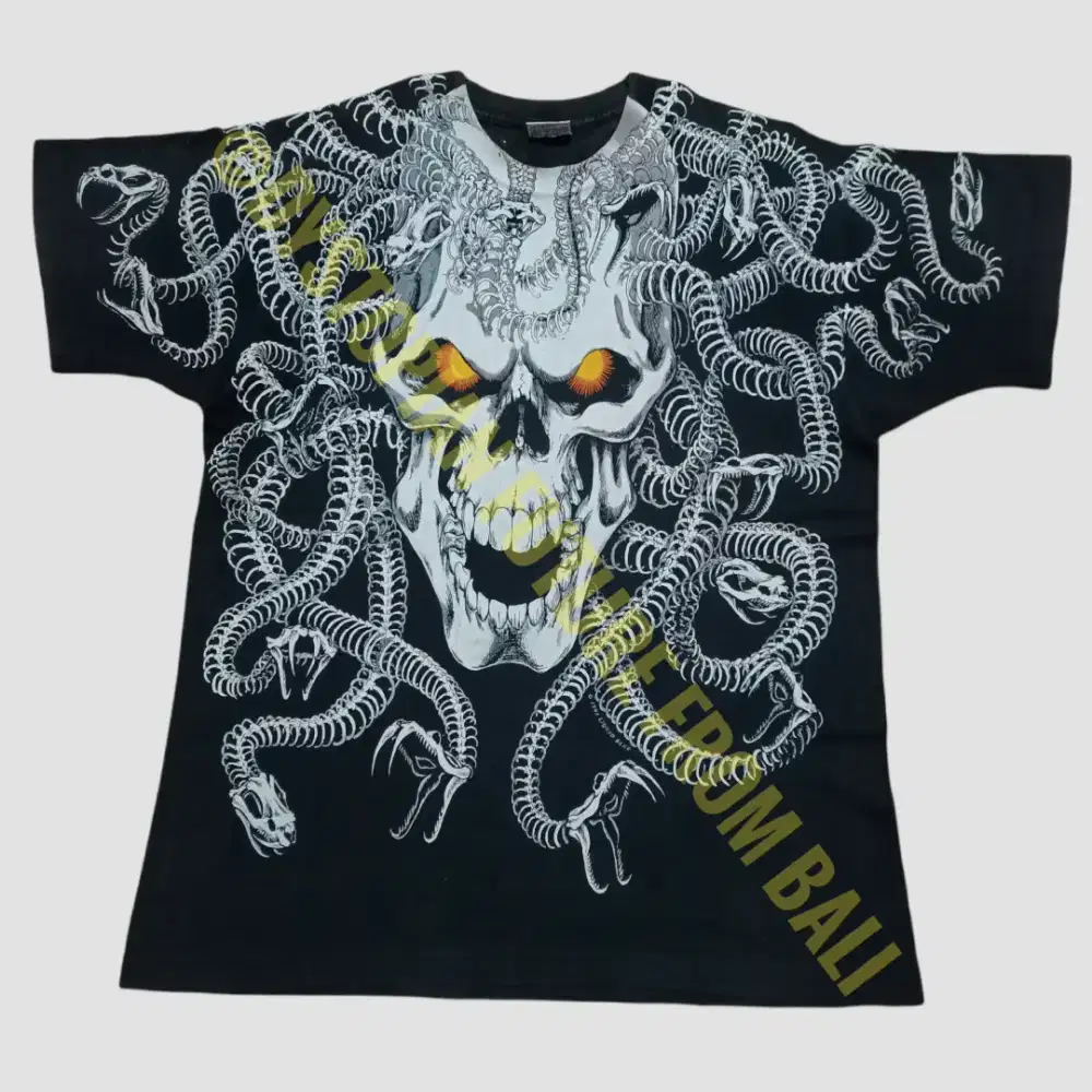 Vintage 1993 T-shirt Liquid Blue Medusa Skull All Over Print (AOP)