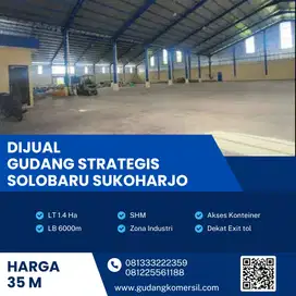 Dijual Gudang Zona Industri Luas 1,4 Ha,Lokasi Solo Baru Bu!