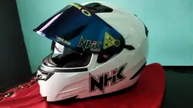 Rx9 solid white double visor ukuran M