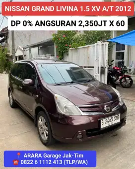 Nissan Grand Livina 1.5 XV A/T 2012 Promo Kredit Akhir Tahun Tanpa DP