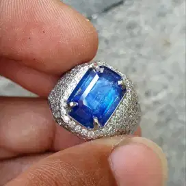 Blue Sapphire 4.42 ct Ring Silver Handmade