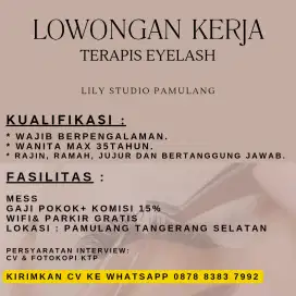 Loker Lowongan Kerja Terapis Eyelash Extension Pamulang Tangsel Bsd