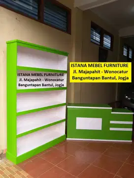 Paket Set Meja Kasir Almari Lemari Rak Etalase Toko Warung Kios (ben)