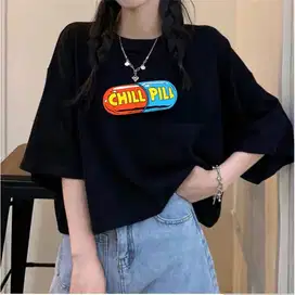 KAOS CROP TOP OVERSIZE PROMO RANDOM/TOP KOREA/TERBARU  CHAT (L,XL,XXL)